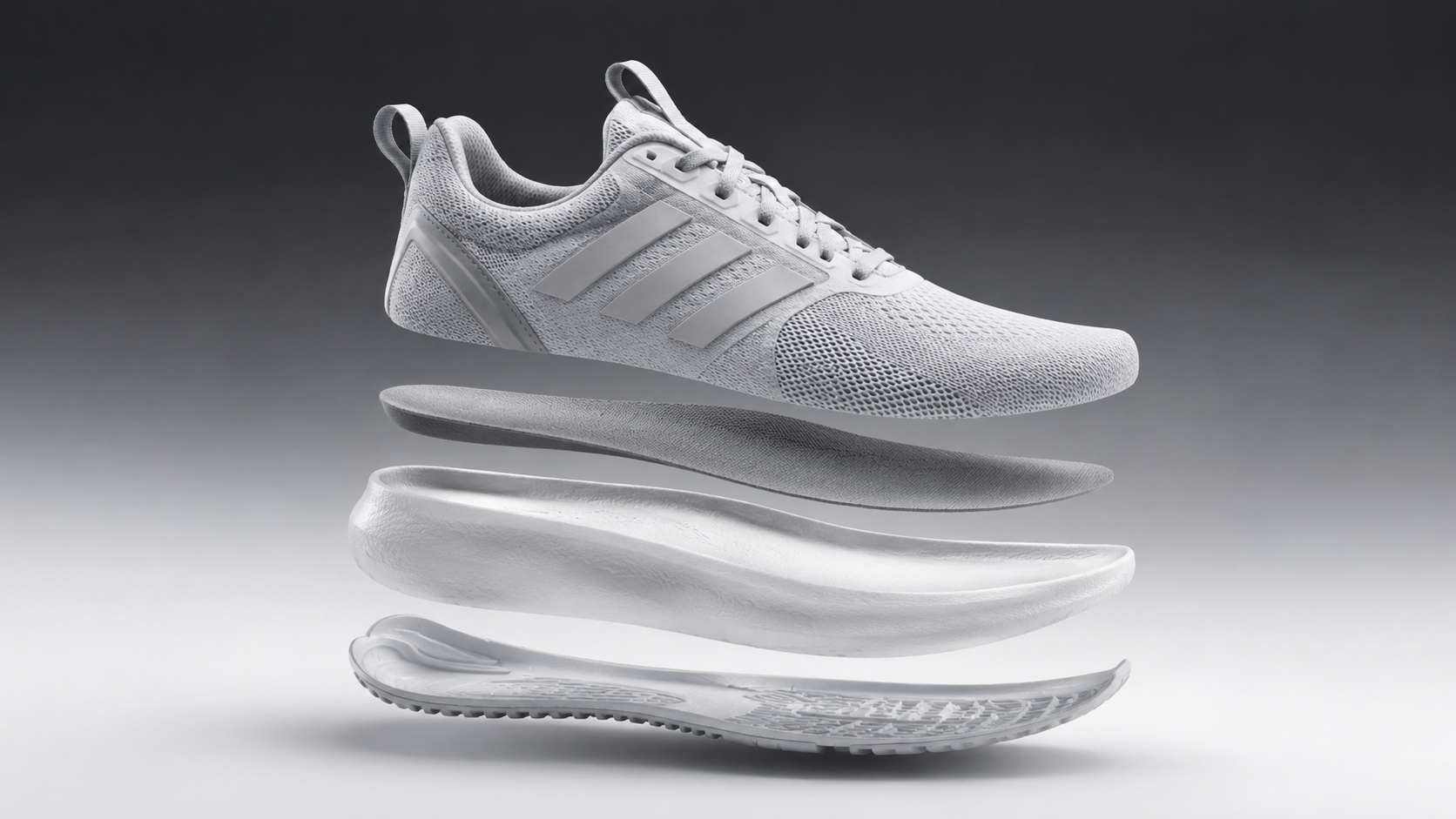 Крупный план межподошвы и подметки кроссовок adidas Cloudfoam